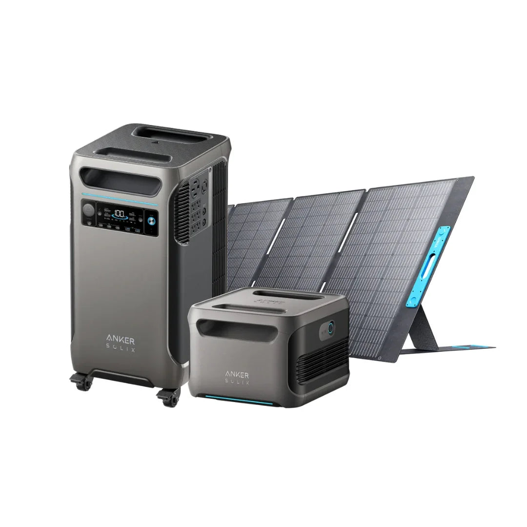 Anker SOLIX C800X portable power station set with solar panel and battery modules