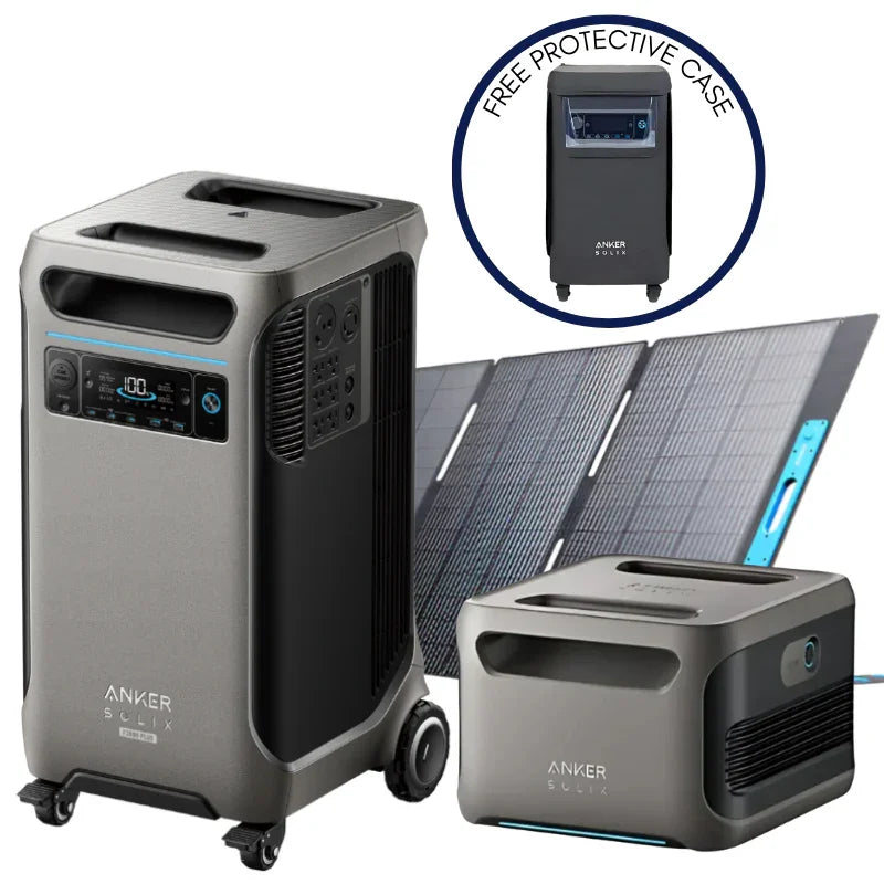 Anker SOLIX F3800 Plus Portable Power Station + Extra Battery + 400W Solar Panel (With a Free Anker SOLIX F3800 Plus Protective Cover Bag) - Green Vista Living