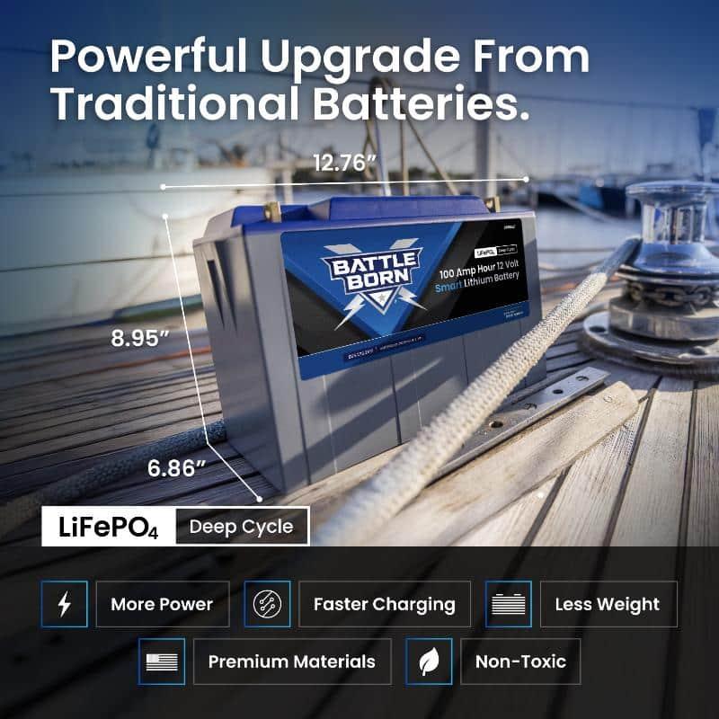 Battle Born 100Ah 12V Smart Heated LiFePO4 Deep Cycle Battery Kit - Green Vista Living