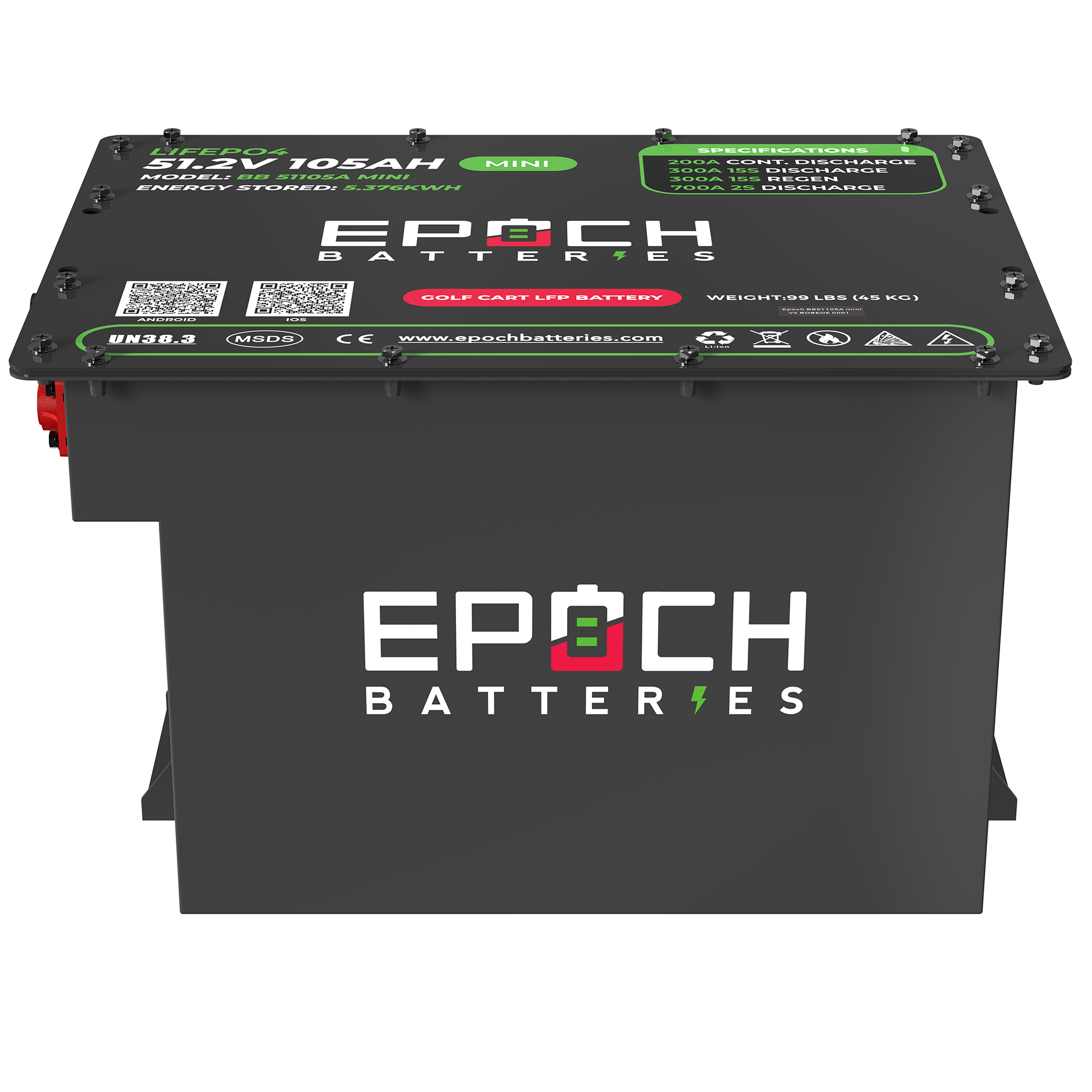Epoch 48V 105Ah MINI - Lithium (LiFePO4) Golf Cart Battery - Complete Kit - Green Vista Living