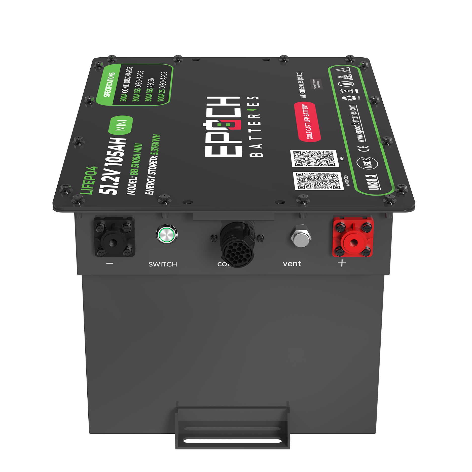 Epoch 48V 105Ah MINI - Lithium (LiFePO4) Golf Cart Battery - Complete Kit - Green Vista Living