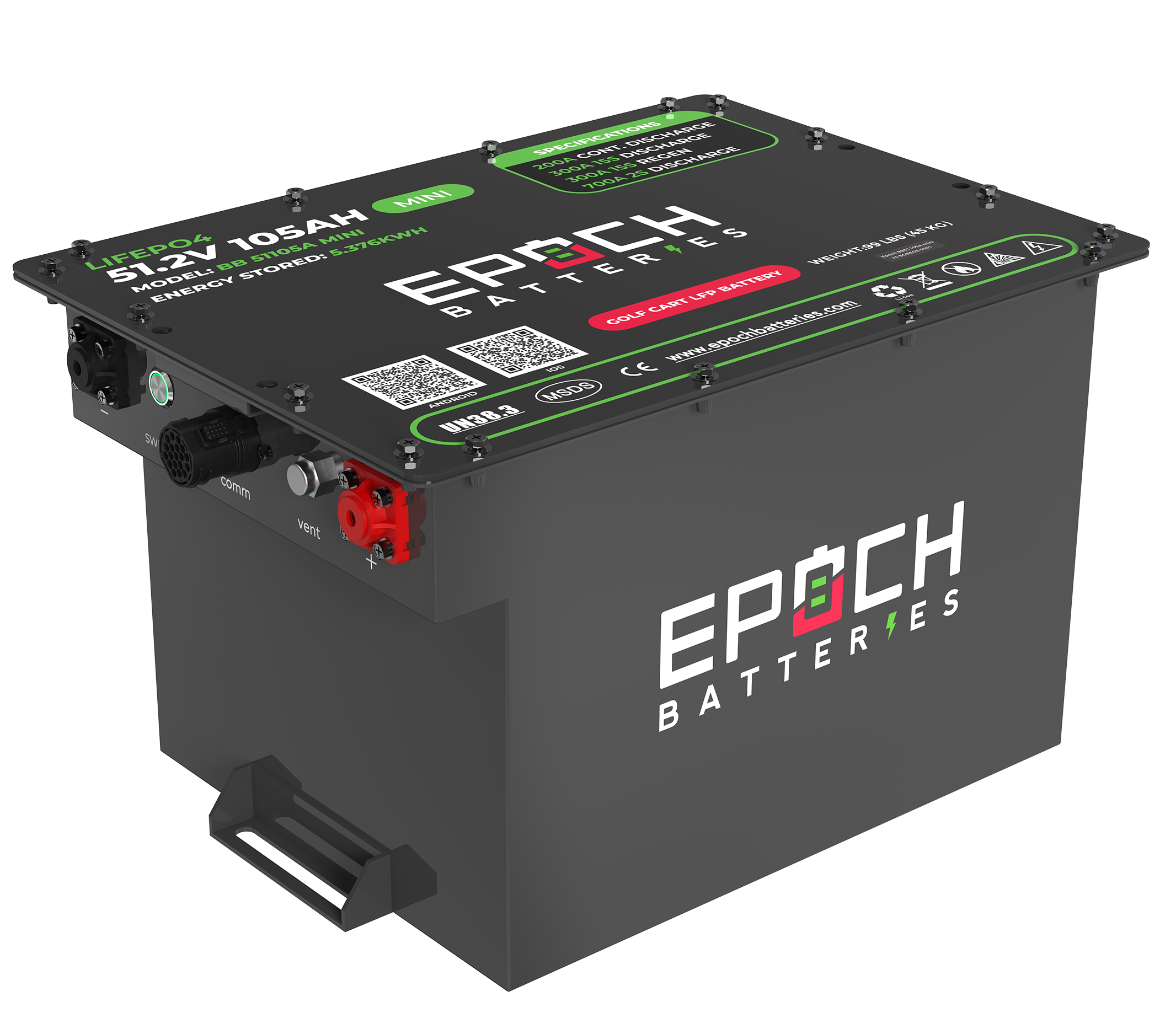 Epoch 48V 105Ah MINI - Lithium (LiFePO4) Golf Cart Battery - Complete Kit - Green Vista Living
