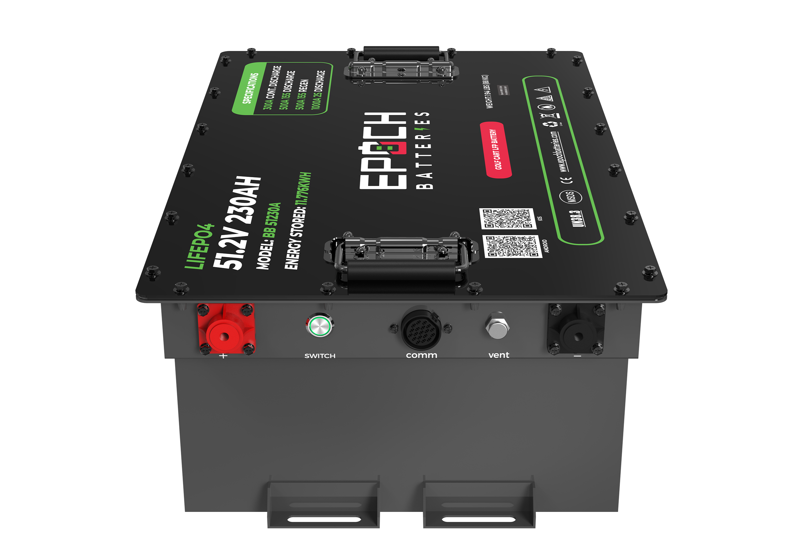 Epoch 48V 230Ah - LiMax Series - Lithium (LiFePO4) Golf Cart Battery - Complete Kit Epoch Batteries