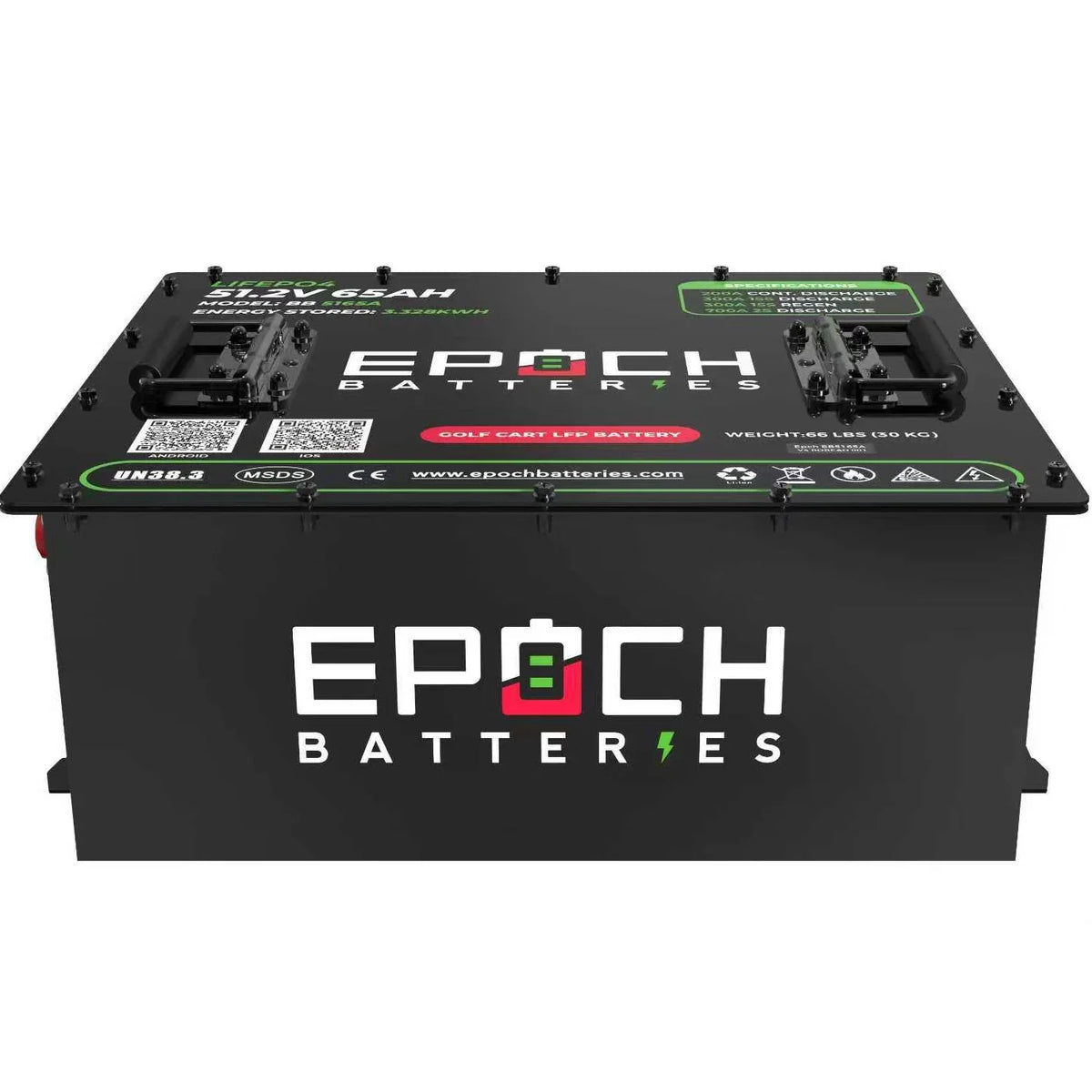Epoch Batteries 48V 65Ah - LiMax Series - Lithium (LiFePO4) Golf Cart Battery - Complete Kit Epoch Batteries