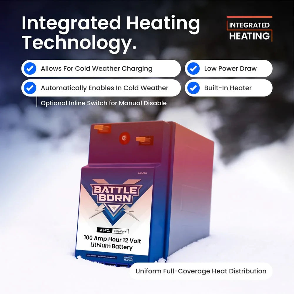 Battle Born 100Ah 12V GC2 LiFePO4 Heated Battery Kit - Green Vista Living