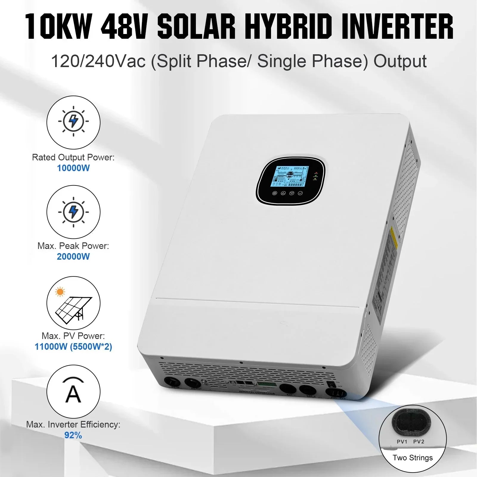 Eco-Worthy 10kw Complete Off-Grid Solar Power System |20.48kWh to 61.44kWh Battery | 10000W 120/240V | 4920W to 14760W PV Eco-Worthy