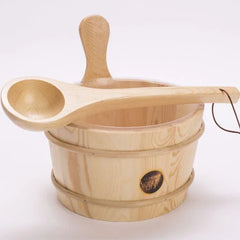 Cedar Spa wooden sauna bucket and ladle with natural wood grain design