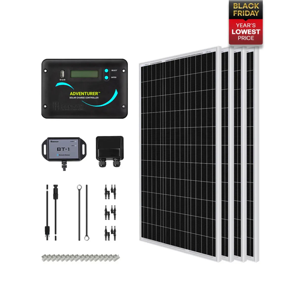 Starter RV Kit N-Type 400W 12V Solar Kit with PWM Charge Controller