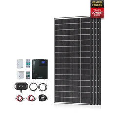 Complete Cabin Solar Kit 1200W 2500W | Optional 9.6kWh Deep-Cycle AGM / LiFePO4 Batteries