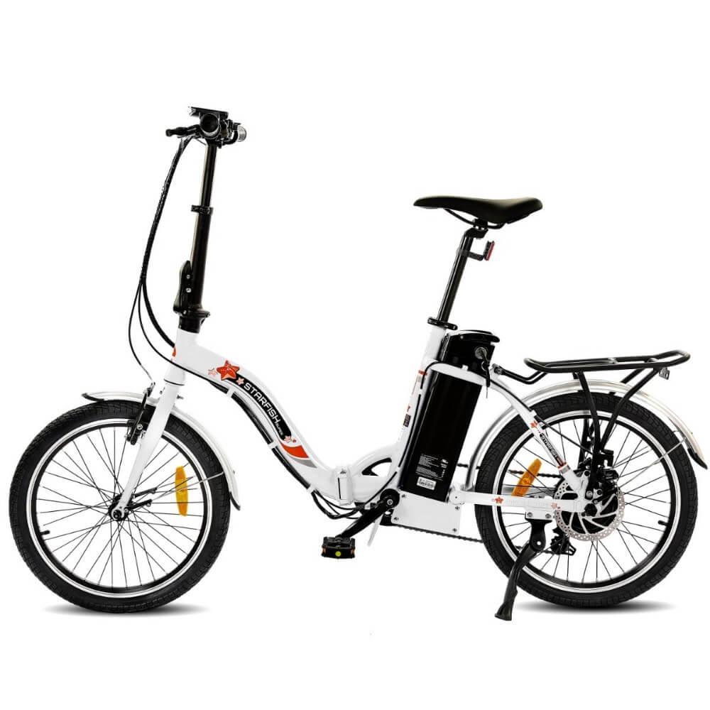 UL Certified-Ecotric Starfish 20 inches portable and folding electric bike - White - Green Vista Living