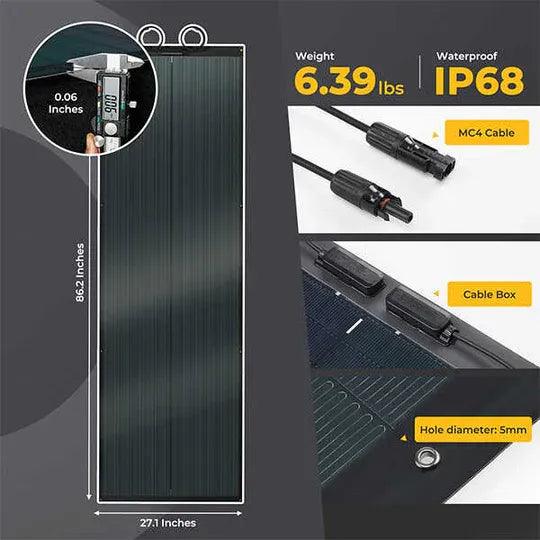 BougeRV Yuma 200W CIGS Thin-film Flexible Solar Panel (Rectangle with Holes) - Green Vista Living