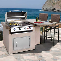 Cal Flame Kauai Q 4 Ft. L-Shaped BBQ Grill Island - BBK402