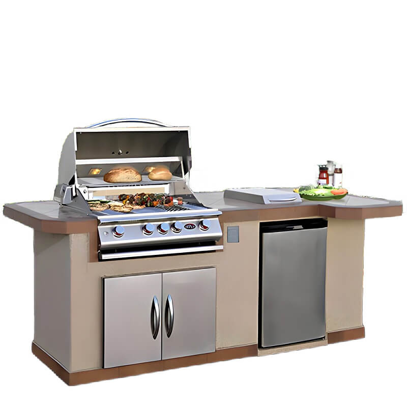 Cal Flame Avalon Q 8 Ft. L-Shaped BBQ Grill Island - BBK820