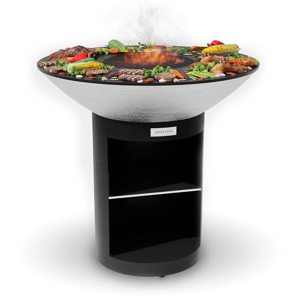 Arteflame Classic 40″ — Storage Base Flat-Top Grill & Fire Bowl (CORTEN Steel) - Green Vista Living