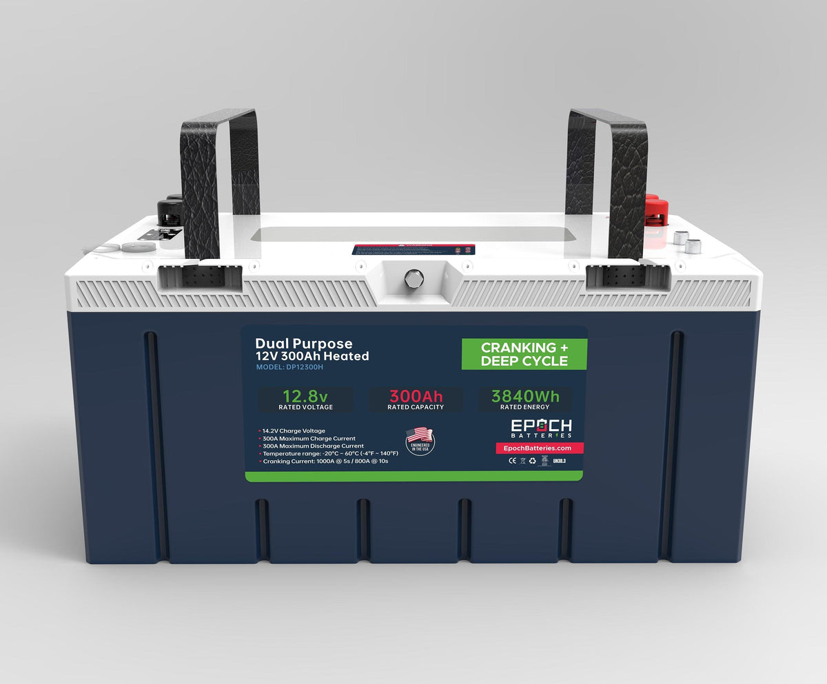 Epoch Batteries 12V 300Ah LiFePO4 | Heated, Bluetooth, Group 8D, Victron Comms | Cranking & Deep Cycle Battery (Dual Purpose) - Green Vista Living
