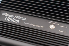 Monster Marine Lithium Dynamic Charge System 36V inverter close-up with control switch