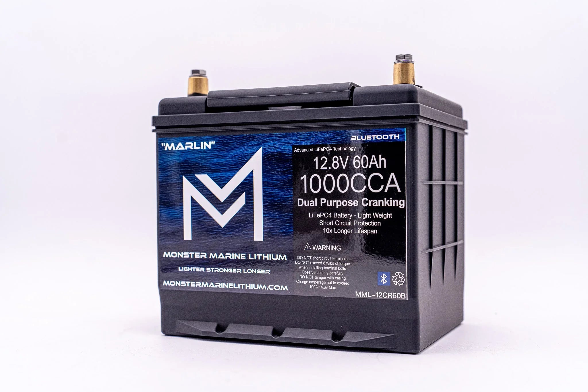 1000CCA 12V 60Ah Dual Purpose Cranking Lithium Battery - BLUETOOTH - MML-12CR60B - Green Vista Living