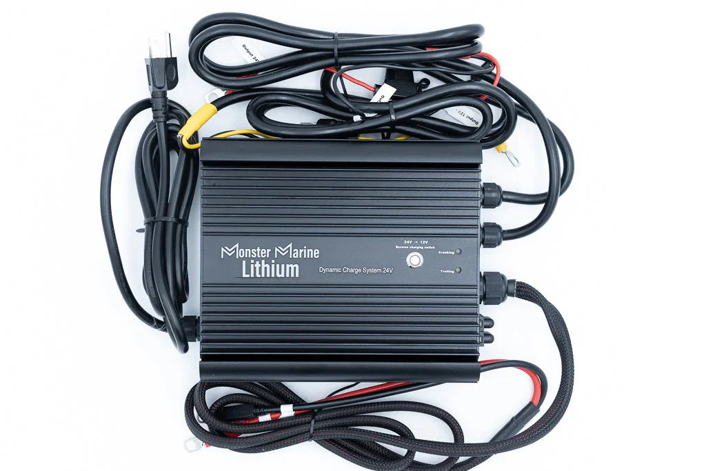 Monster Marine Lithium 24V dynamic charge system with cables, black inverter charger