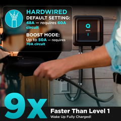 EVIQO Level 2 EV Charger, 48A (50A Max), 240V, Hardwired, J1772 for Non-Tesla EVs