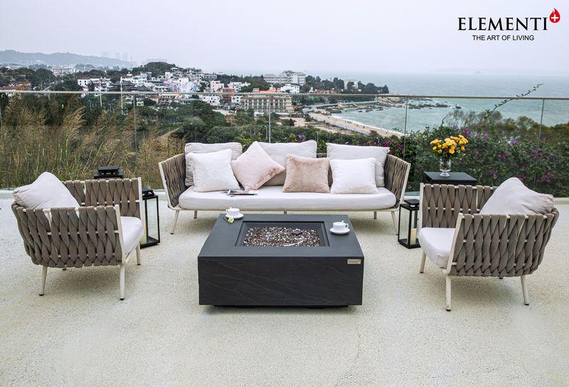 Elementi Plus Roraima 40" Square Slate Black Concrete Natural Gas Fire Table - Green Vista Living