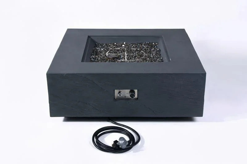 Elementi Plus Roraima 40" Square Slate Black Concrete Natural Gas Fire Table - Green Vista Living