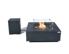 Elementi Plus Roraima 40" Square Slate Black Concrete Natural Gas Fire Table - Green Vista Living
