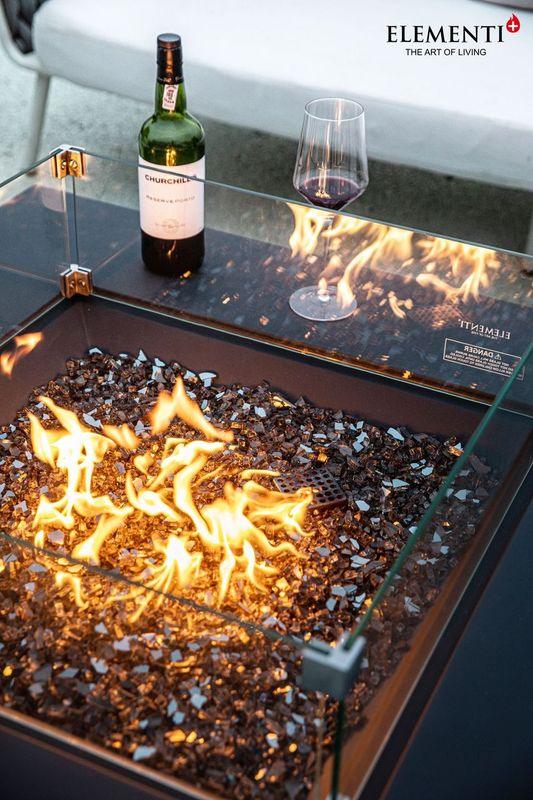 Elementi Plus Roraima 40" Square Slate Black Concrete Natural Gas Fire Table - Green Vista Living