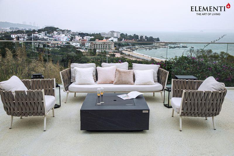 Elementi Plus Roraima 40" Square Slate Black Concrete Natural Gas Fire Table - Green Vista Living