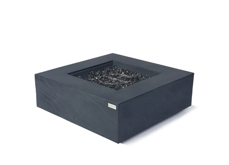 Elementi Plus Roraima 40" Square Slate Black Concrete Natural Gas Fire Table - Green Vista Living