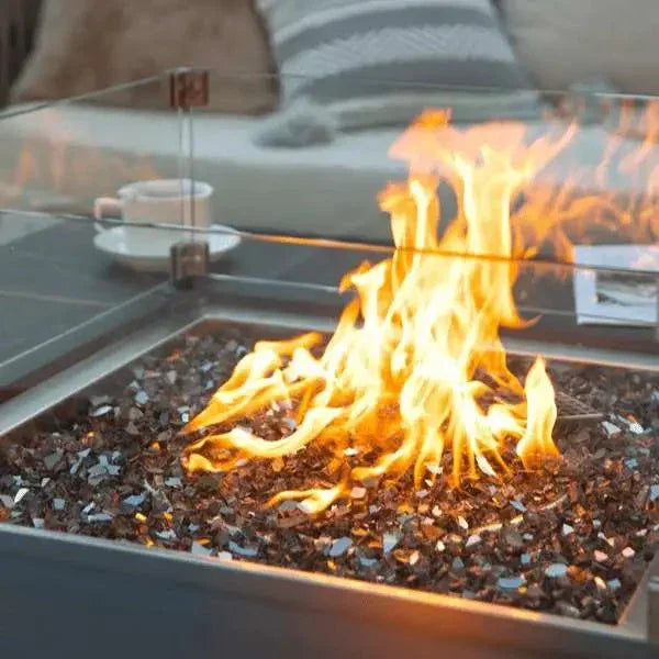 Elementi Plus Sofia 40" Marble Porcelain Fire Table - Bulgaria Black - Green Vista Living