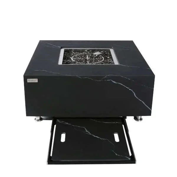 Elementi Plus Sofia 40" Marble Porcelain Fire Table - Bulgaria Black - Green Vista Living