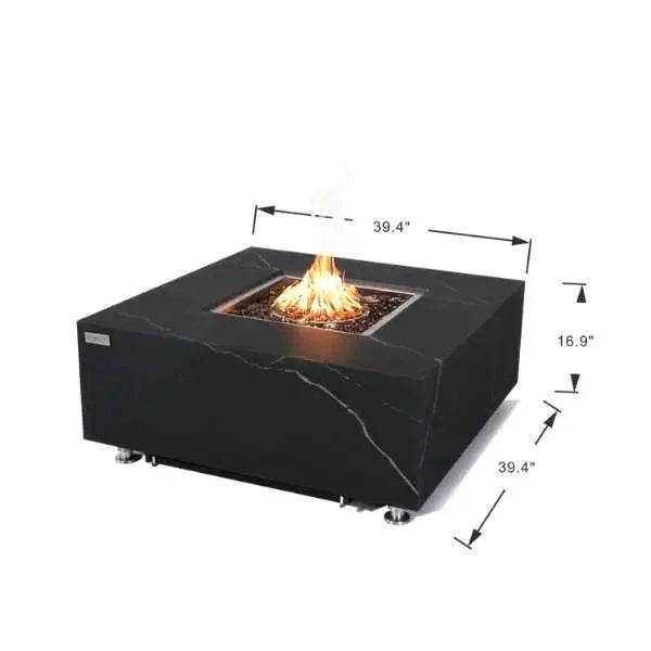 Elementi Plus Sofia 40" Marble Porcelain Fire Table - Bulgaria Black - Green Vista Living