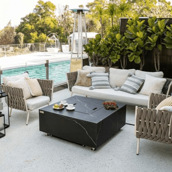 Elementi Plus Sofia Marble Porcelain Fire Table OFP103BB Elementi