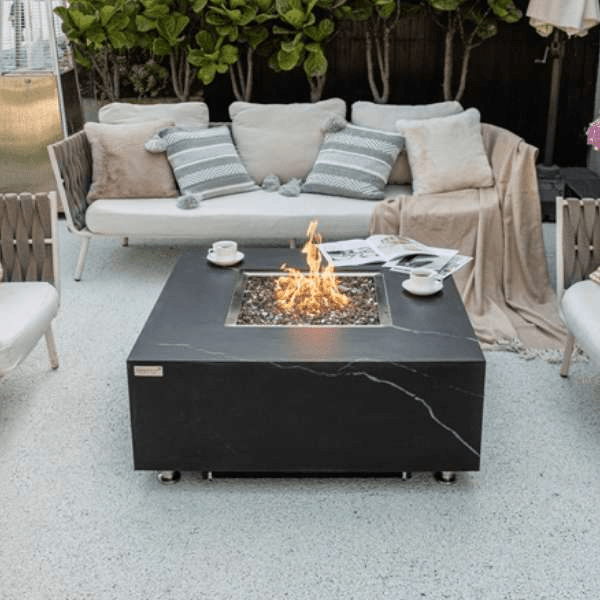Elementi Plus Sofia Marble Porcelain Fire Table OFP103BB Elementi