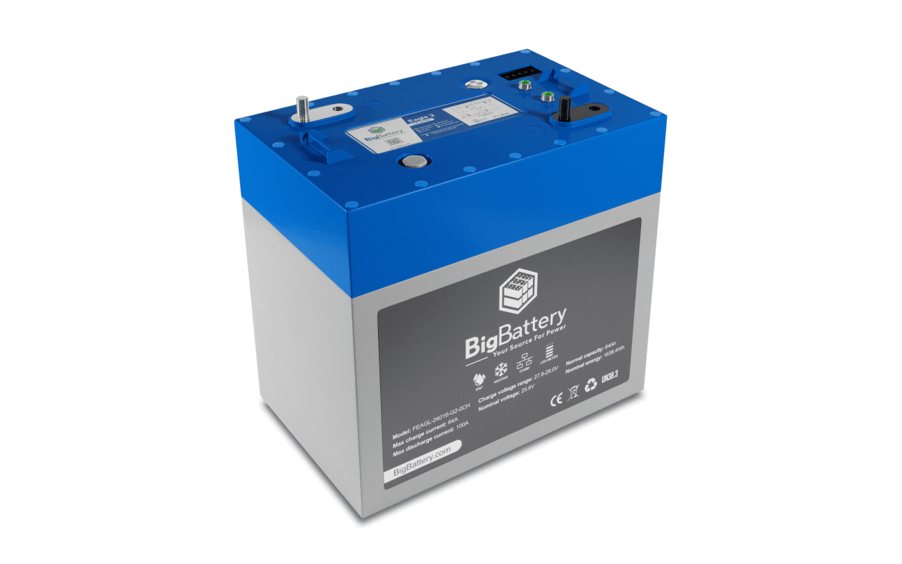 BigBattery 24V EAGLE 2 – LiFePO4 – 64Ah – 1.63kWh Lithium Battery - Green Vista Living