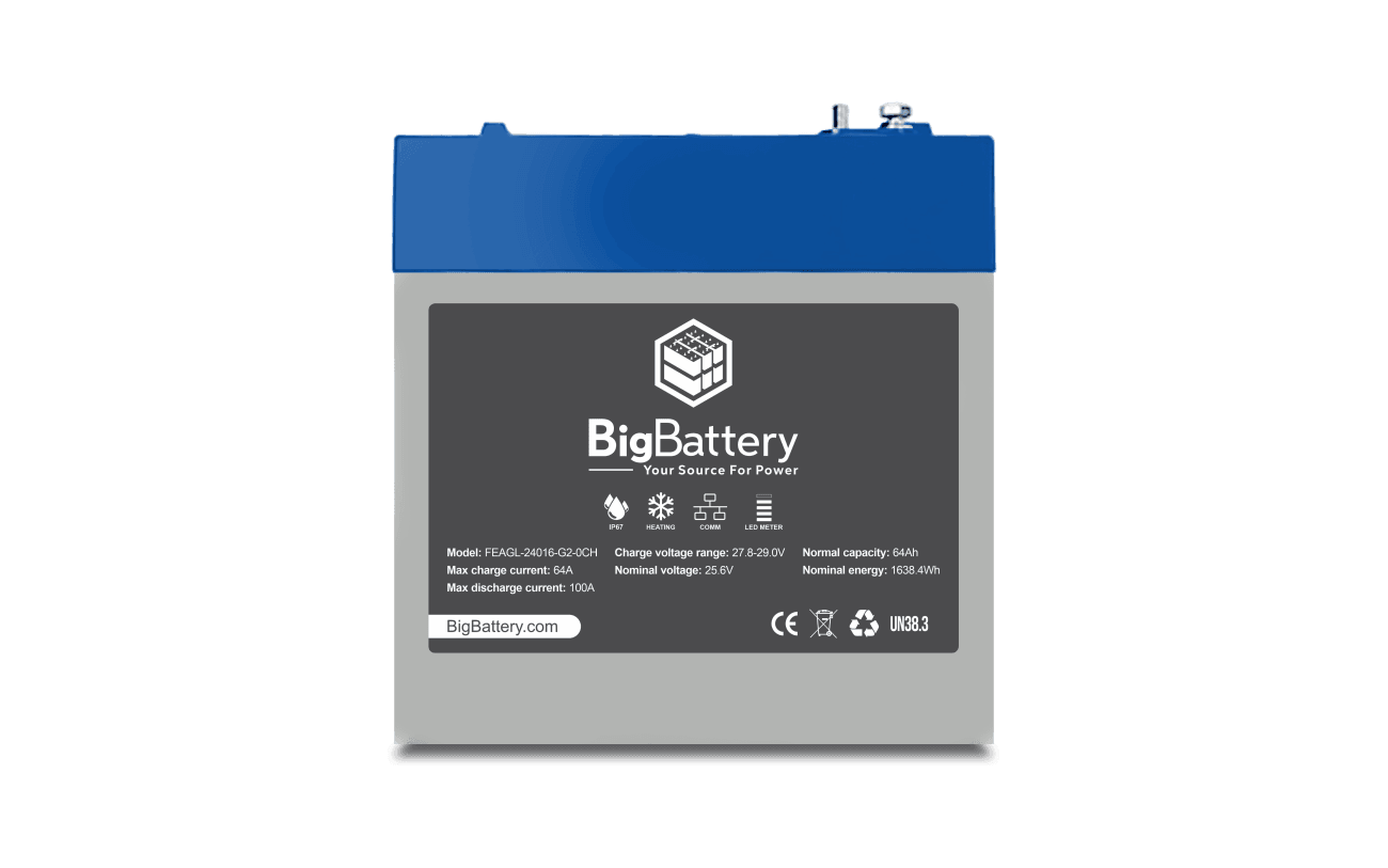 BigBattery 24V EAGLE 2 – LiFePO4 – 64Ah – 1.63kWh Lithium Battery - Green Vista Living