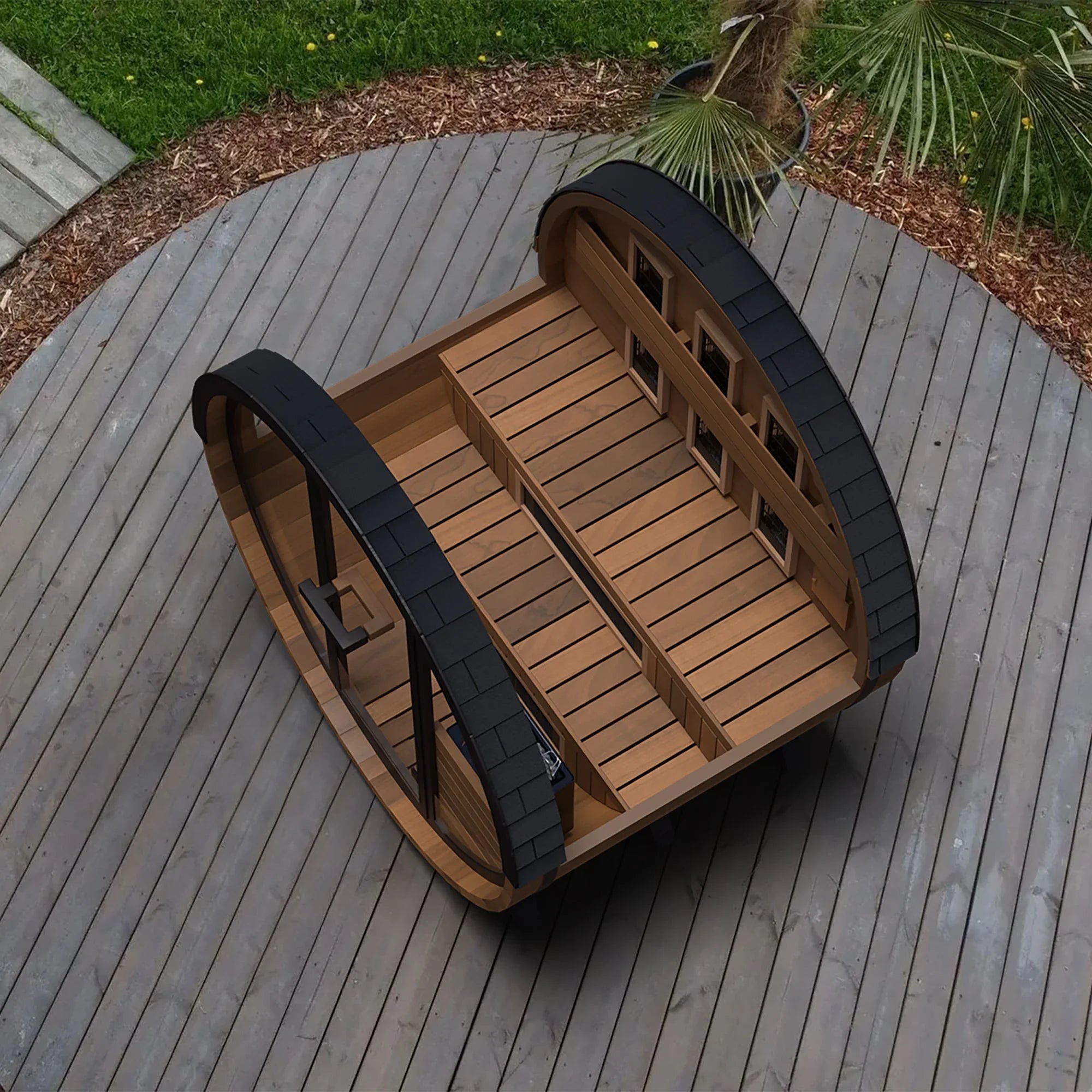 Finnmark 4-Person Hybrid Outdoor Infrared & Traditional Cedar Barrel Sauna | FD-6 - Green Vista Living