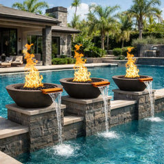 Flame Havens 24" Round GFRC Concrete Cone Style Fire and Water Bowl by Flame Havens Serenity Series