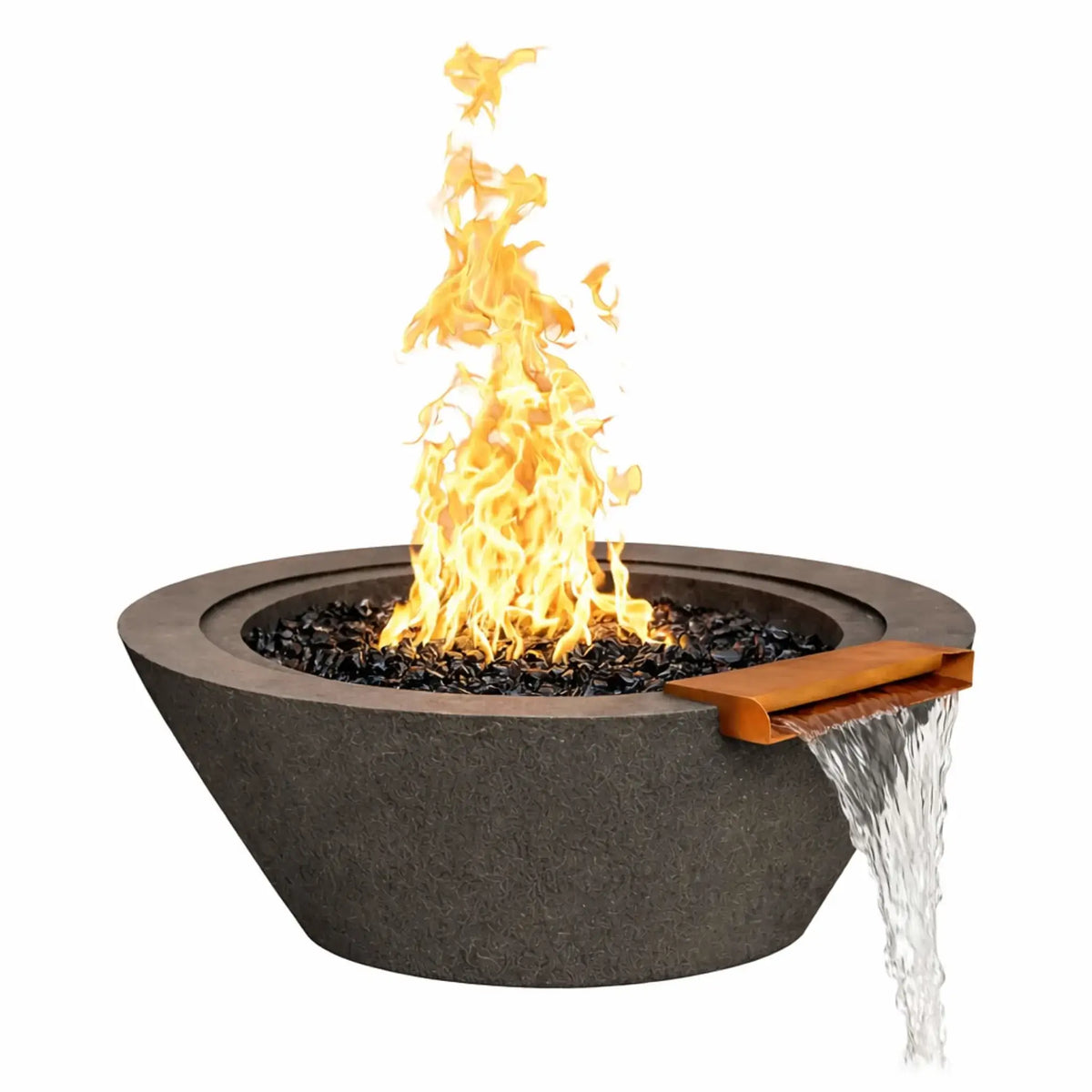 Flame Havens 24" Round GFRC Concrete Cone Style Fire and Water Bowl by Flame Havens Serenity Series