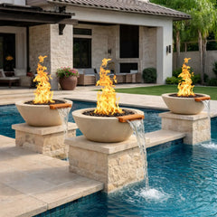 Flame Havens 30" Round GFRC Concrete Cone Style Fire and Water Bowl by Flame Havens Serenity Series