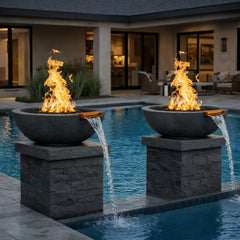 Flame Havens 24" Round GFRC Concrete Fire and Water Bowl by Flame Havens Serenity Series