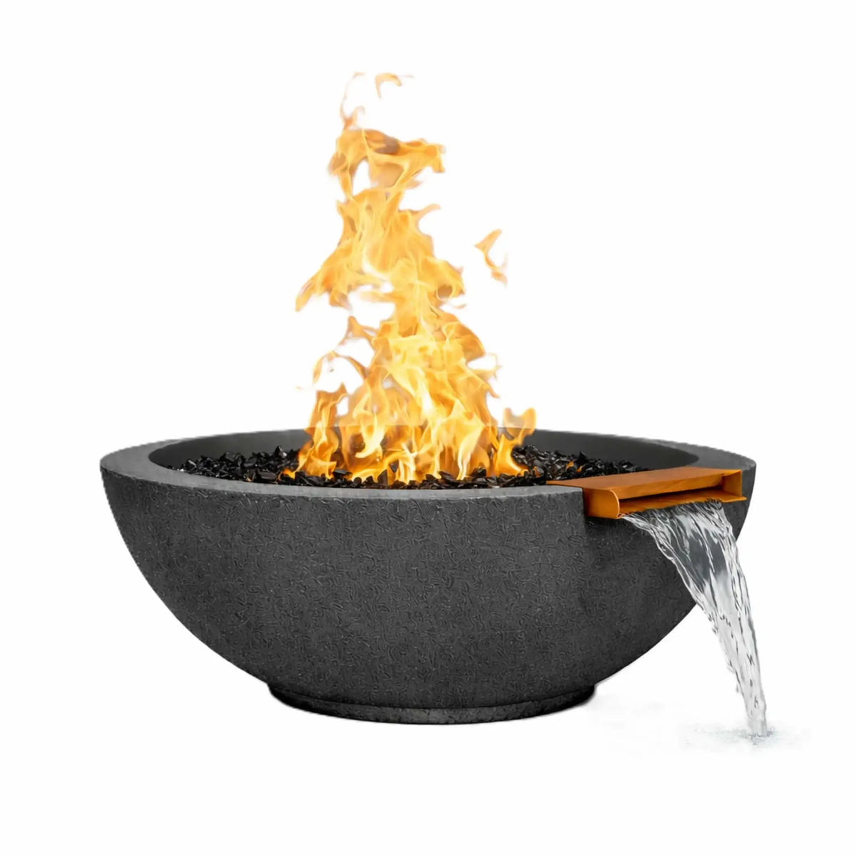Flame Havens 24" Round GFRC Concrete Fire and Water Bowl by Flame Havens Serenity Series