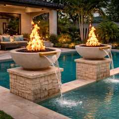 Flame Havens 24" Round GFRC Concrete Fire and Water Bowl by Flame Havens Serenity Series