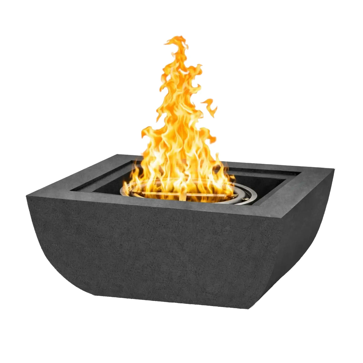 Flame Havens 24" Square Curved GFRC Concrete Fire Only Bowl by Flame Havens Serenity Series