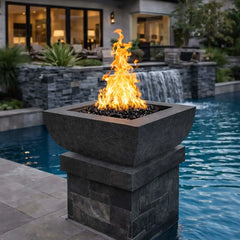 Flame Havens 30" Square Curved GFRC Concrete Fire Only Bowl by Flame Havens Serenity Series