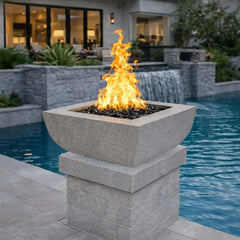 Flame Havens 30" Square Curved GFRC Concrete Fire Only Bowl by Flame Havens Serenity Series