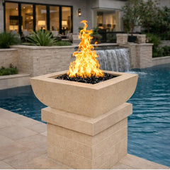 Flame Havens 30" Square Curved GFRC Concrete Fire Only Bowl by Flame Havens Serenity Series