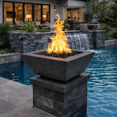 Flame Havens 24" Square Angular GFRC Concrete Cone Style Fire Only Bowl by Flame Havens Serenity Series