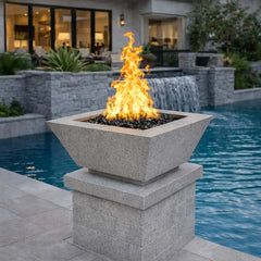 Flame Havens 24" Square Angular GFRC Concrete Cone Style Fire Only Bowl by Flame Havens Serenity Series