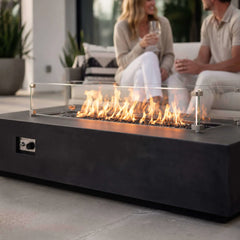Flame Havens 68" x 30" Rectangle GFRC Concrete Natural Gas Fire Pit by Flame Havens Refuge Series